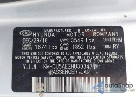 2017 Hyundai Accent Sport from USA, damaged, VIN KMHCU5AE2HU333471